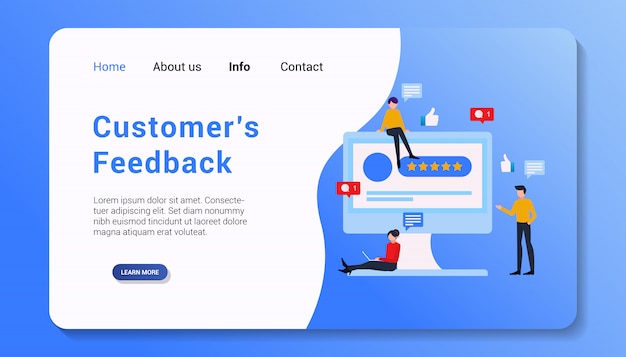 Customer's feedback landing page template illustration