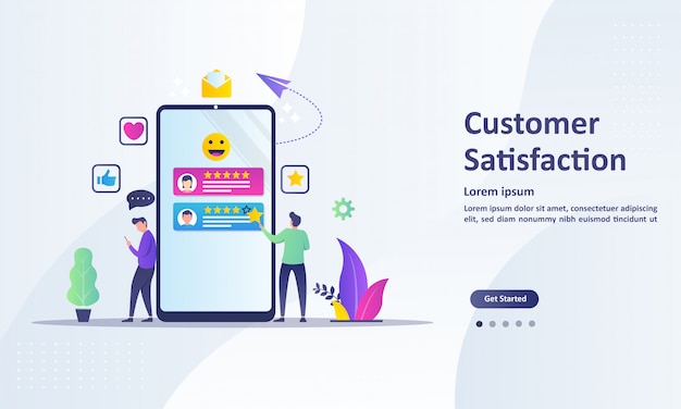 Customer Satisfaction concept design, people give vote review results