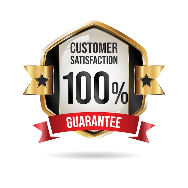 Vector customer satisfaction guaranteed hundred percent golden badge