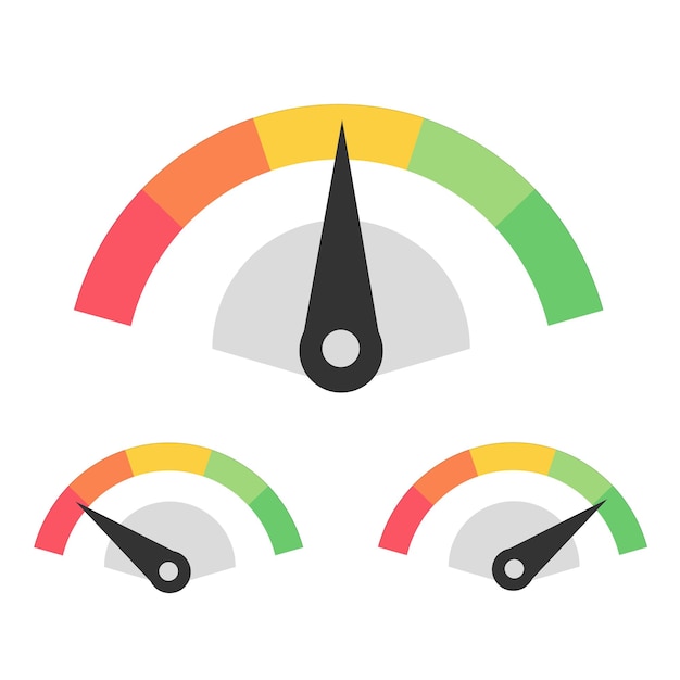 Customer Satisfaction Meter Speedometer Set Vector Illustration