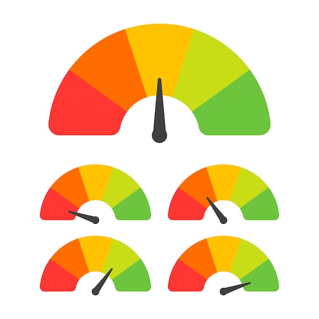 Vector customer satisfaction meter with different emotions.  illustration.