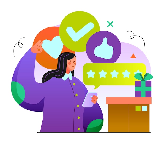customer satisfaction review illustration with positive