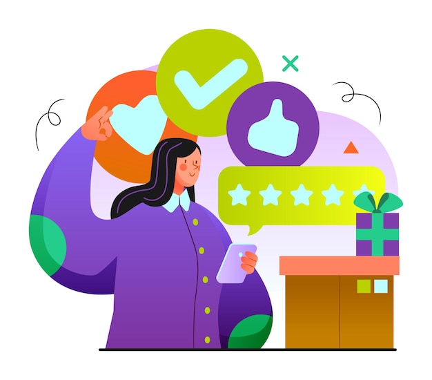 Vector customer satisfaction review illustration with positive