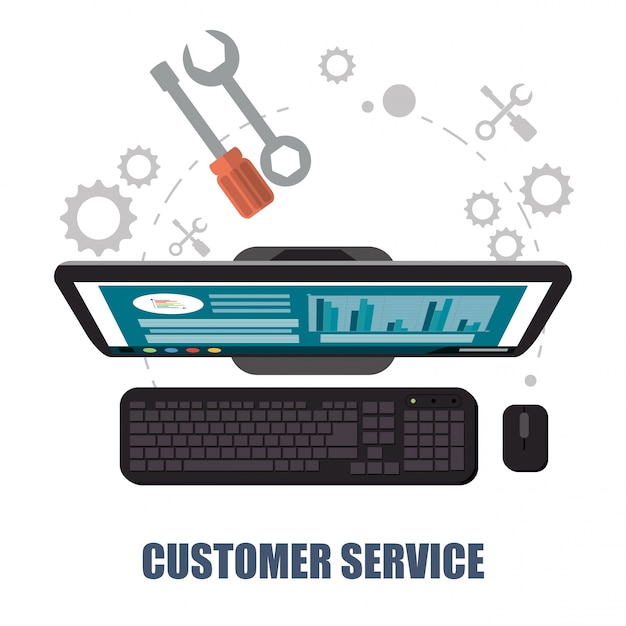 Vector customer service computer support concept