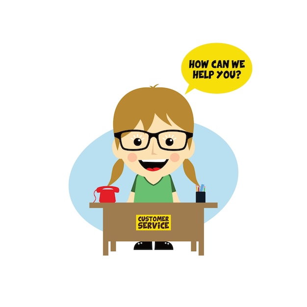 customer service desk cartoon character