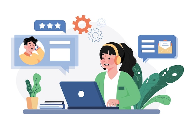 Customer Service flat illustration concept on white background