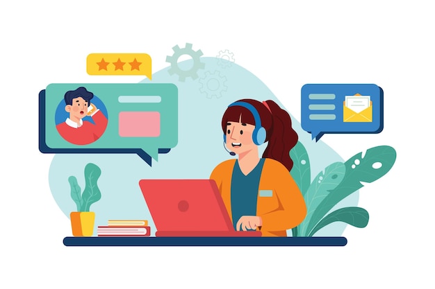 Customer service flat illustration concept on white background