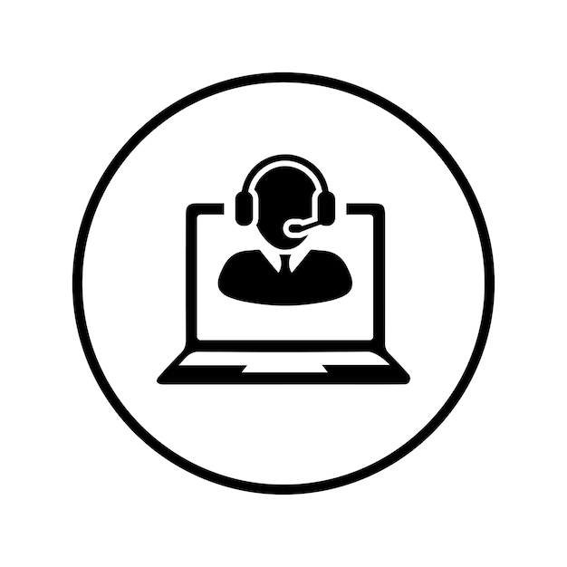 Vector customer service icon black vector graphics