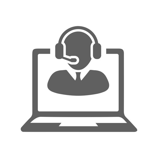 Vector customer service icon gray vector graphics