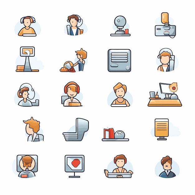 Vector customer_service_icon_set_vector