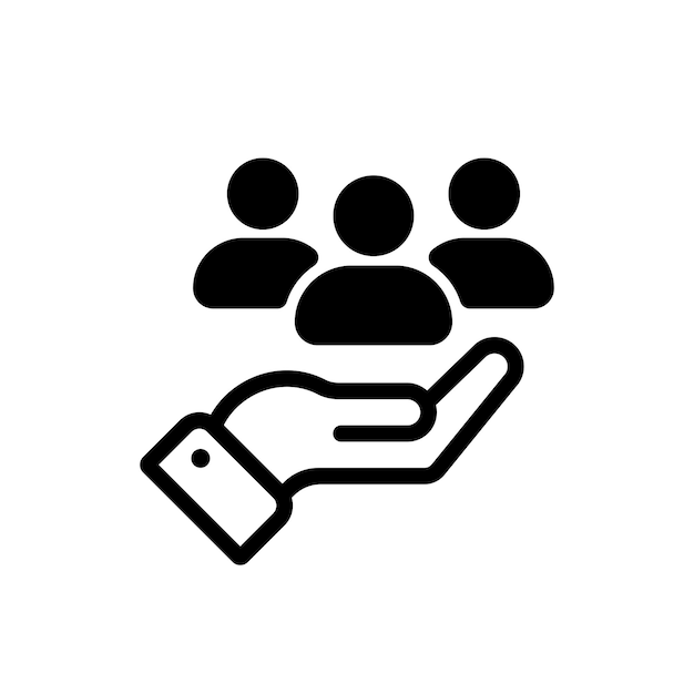 Customer service icon vector. full customer care service. hand with persons. vector illustration.