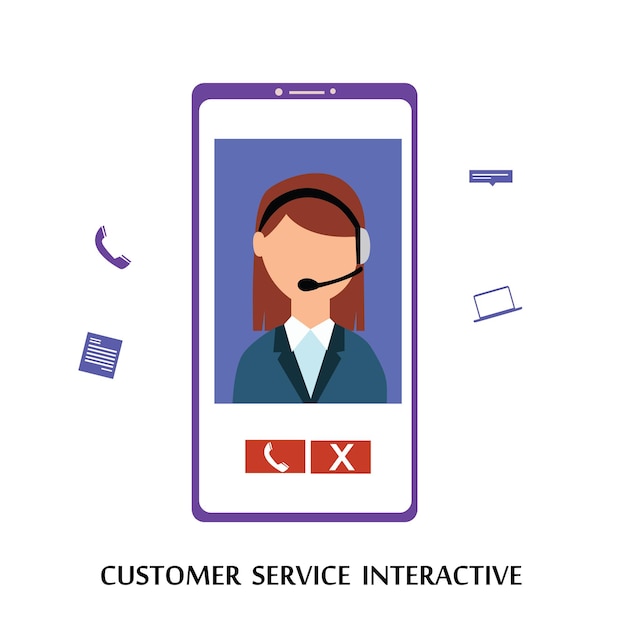 Servizio clienti interattivo, call center per lo shopping online e il concetto di business vector template design illustration