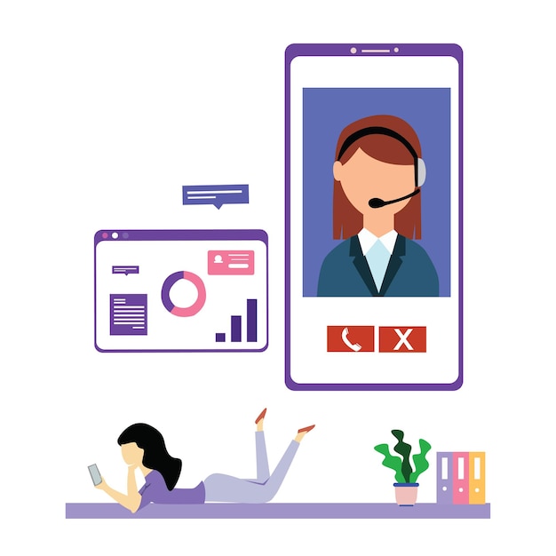 Vector customer service interactive , call center for online shopping and business concept vector template design illustration