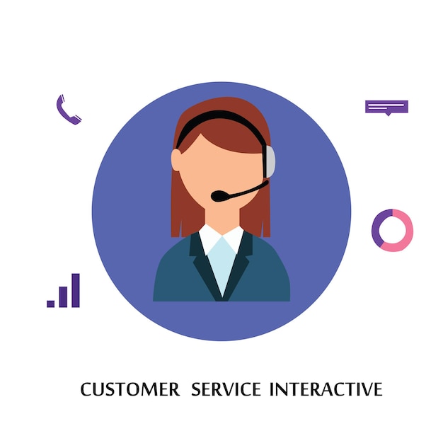 Customer service interactive , call center for online shopping and business concept vector template design illustration