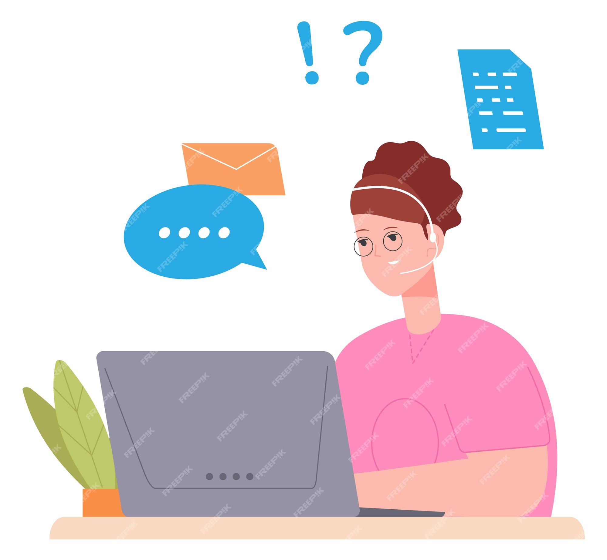 Premium Vector | Customer service worker answer client questions in chat  and email