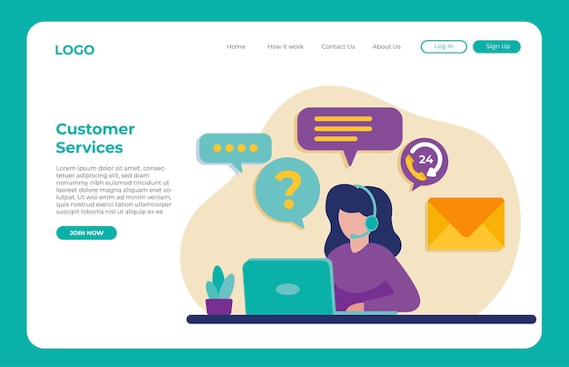 Vector customer services flat illustration concept