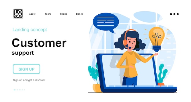 Vector customer support flat design concept