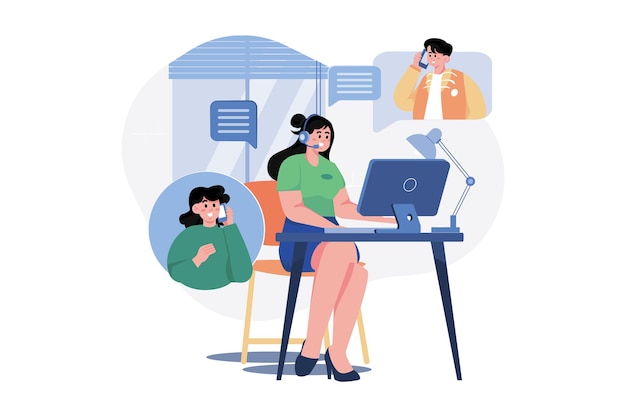 Customer Support And Guide Illustration concept on white background