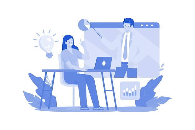 Customer support and guide illustration concept on white background