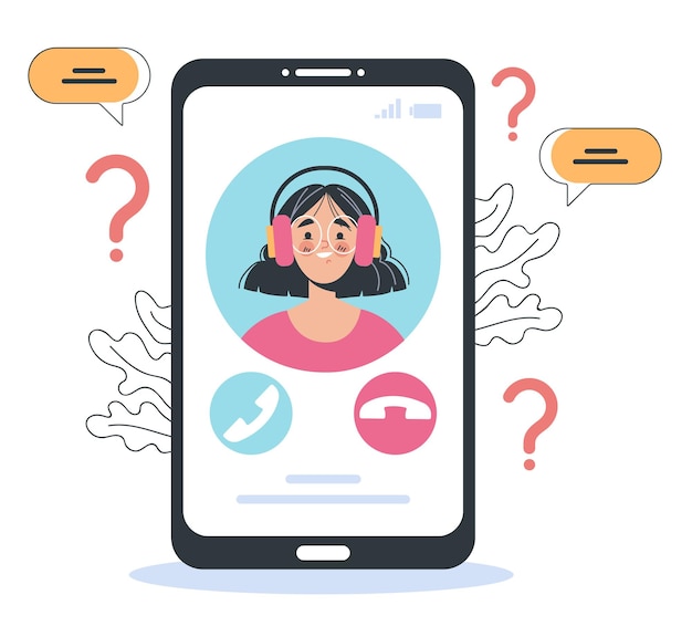 Vector customer support phone concept cartoon design element illustration