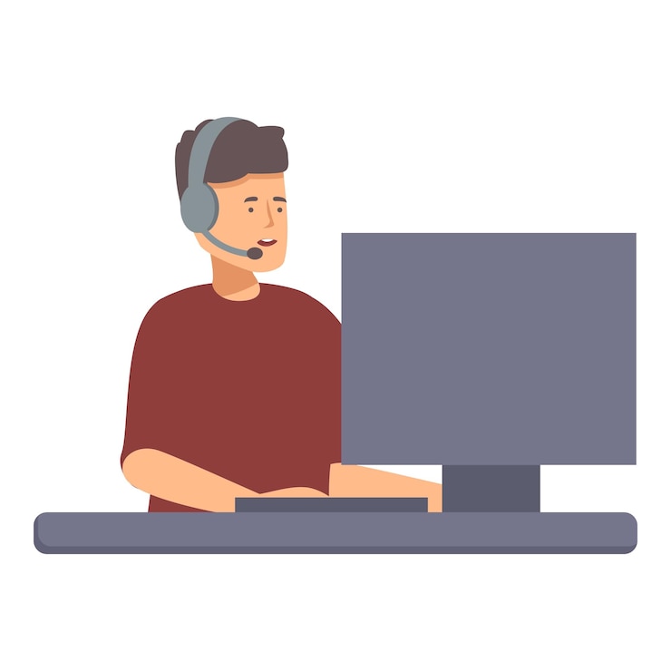 Vector customer support representative at work