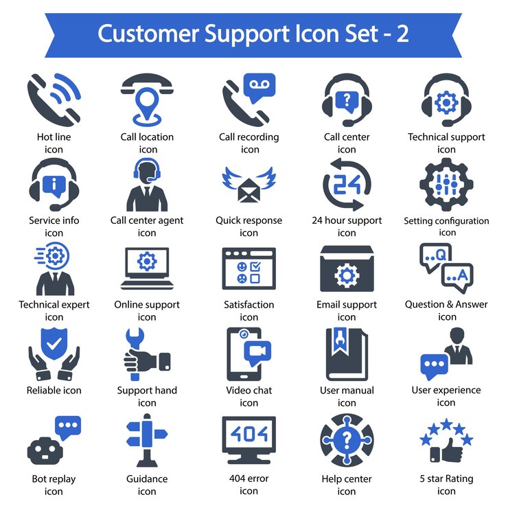 Customer Support Srt 2 Blue Icon Set