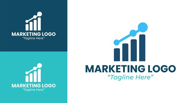 customizable blue and green marketing logo templates for business solutions