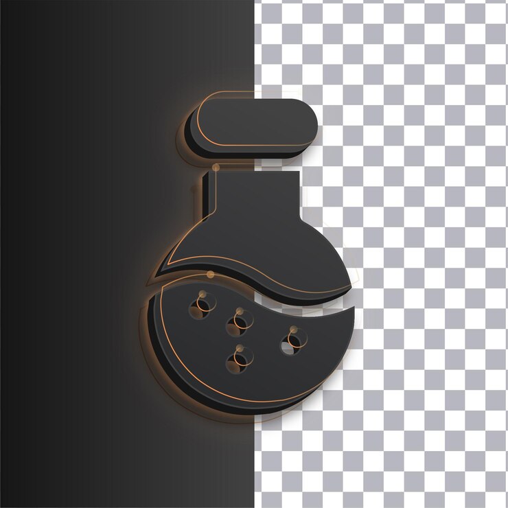 Vector customizable dark bottle icon featuring golden glow lines on transparent background