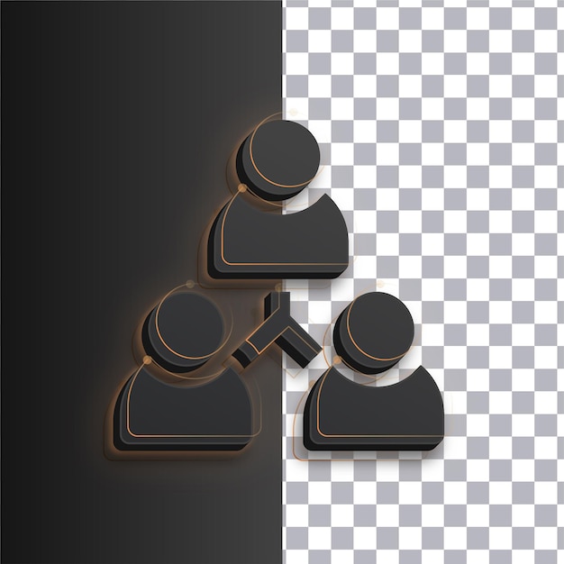 customizable dark user connecting icon featuring golden glow lines on transparent background