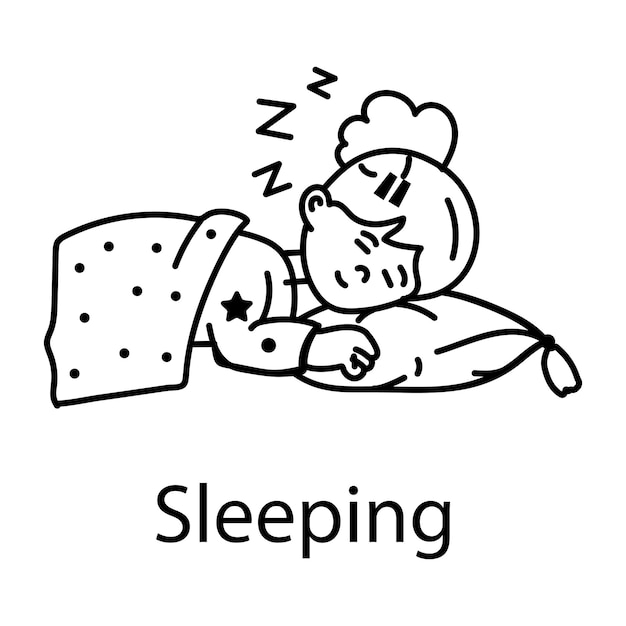 Vector customizable doodle icon of a sleeping girl