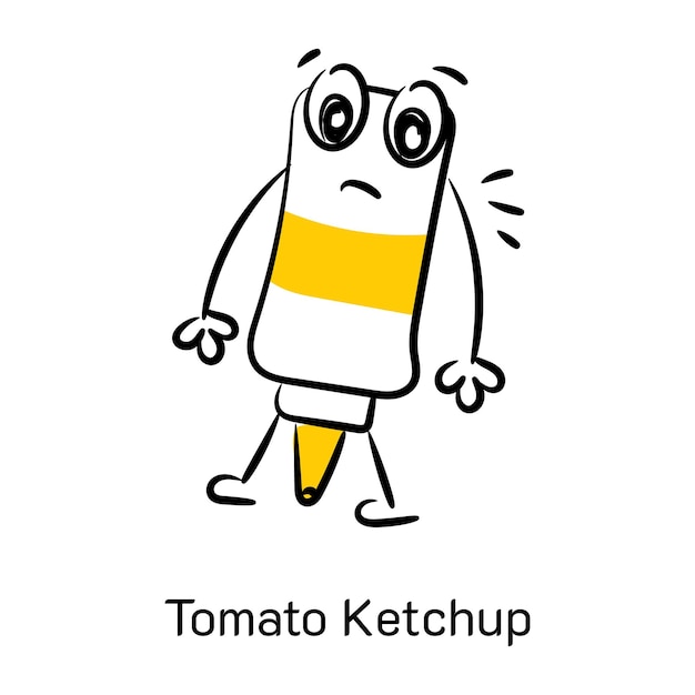 A customizable doodle icon of tomato ketchup