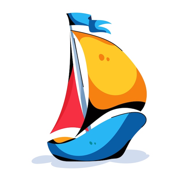 Customizable flat icon of sailing yacht