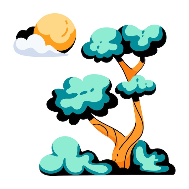 Customizable flat icon of tree