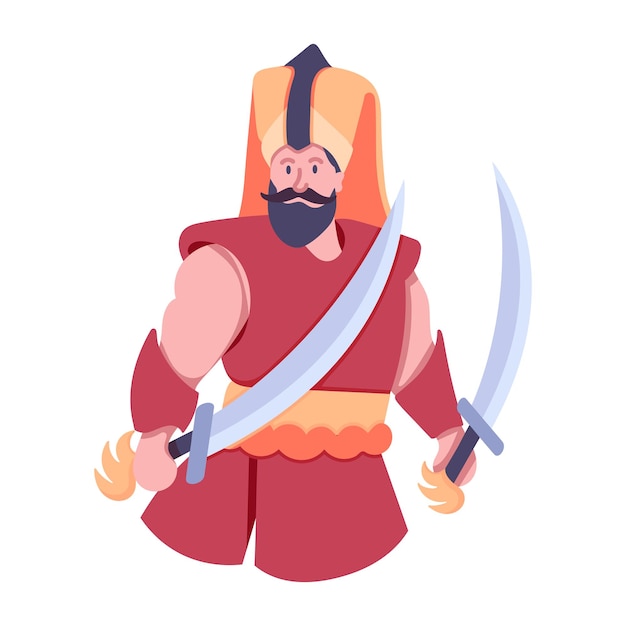 customizable flat icon of warrior