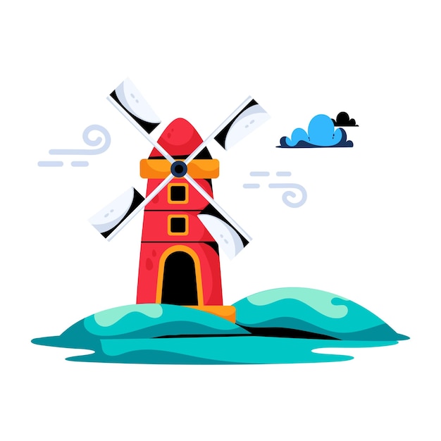 Vector customizable flat icon of windmill