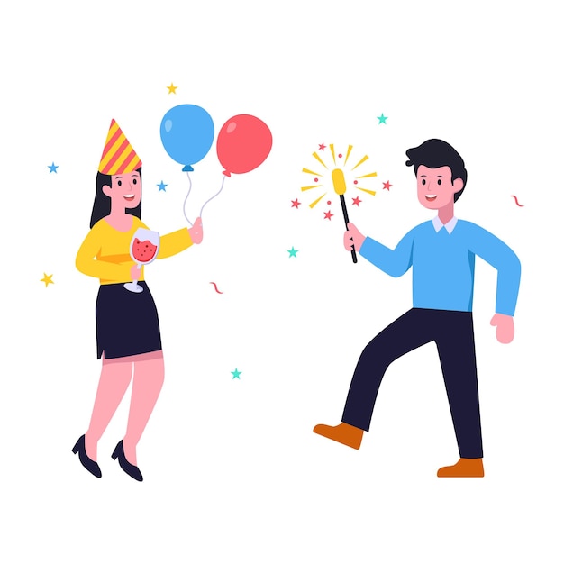 誕生日のお祝いのカスタマイズ可能なフラットイラスト