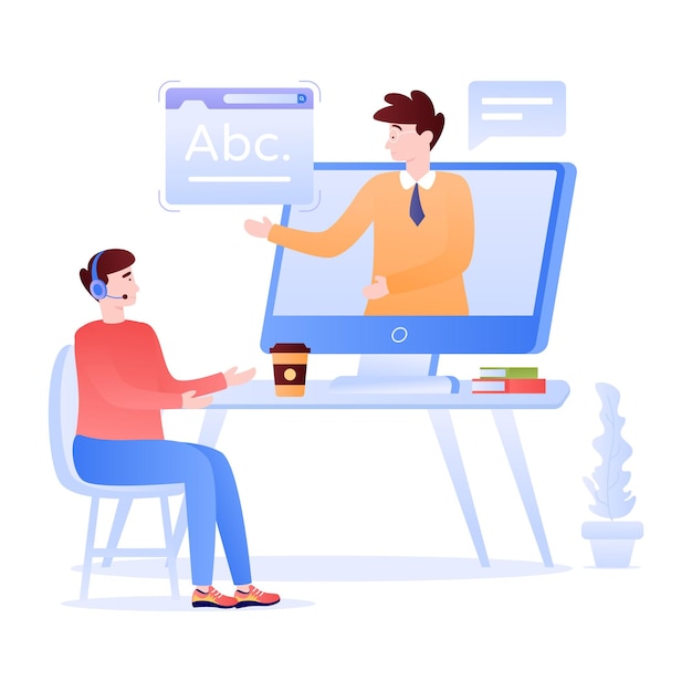 A customizable flat illustration of online education