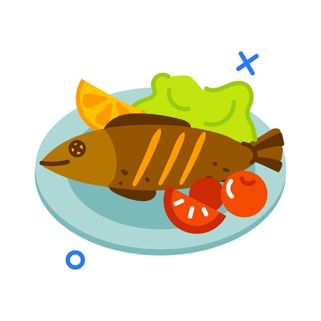 Customizable flat sticker of seafood