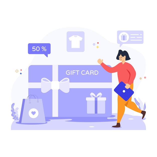 A customizable illustration of loyalty card in flat style