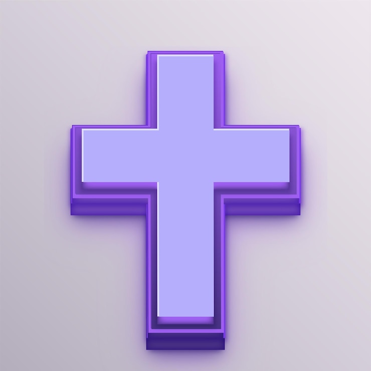 Vector customizable purple 3d vector cross icon for education business and media