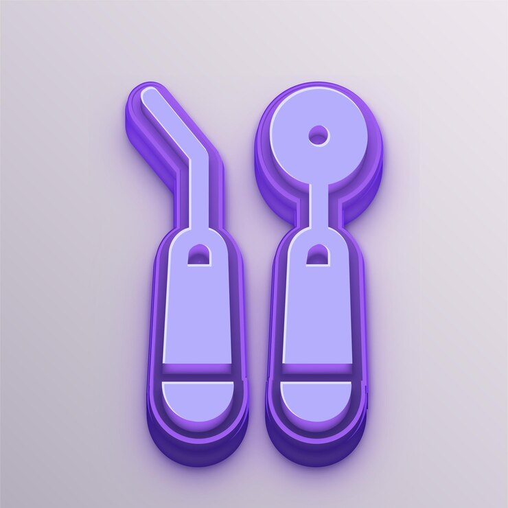 Vector customizable purple 3d vector dental tools icon for education business and media