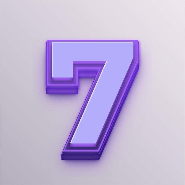 Customizable Purple 3D Vector Number 7 Icon for Education Business and Media