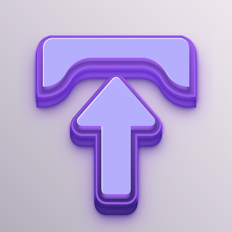 Vector customizable purple 3d vector upload icon for education business and media