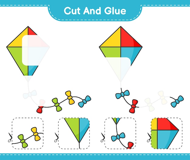 연의 자른 부분을 자르고 붙이고 붙입니다. 교육용 어린이 게임 인쇄용 워크시트