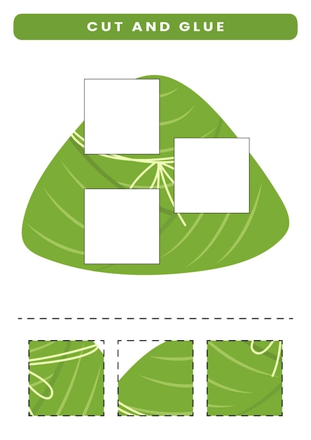 벡터 아이들을 위한 음식 자르고 붙이기 워크시트