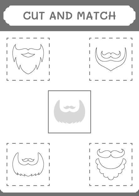 Вырежьте и сопоставьте части игры с бородой лепрекона для детей. векторная иллюстрация для печати.