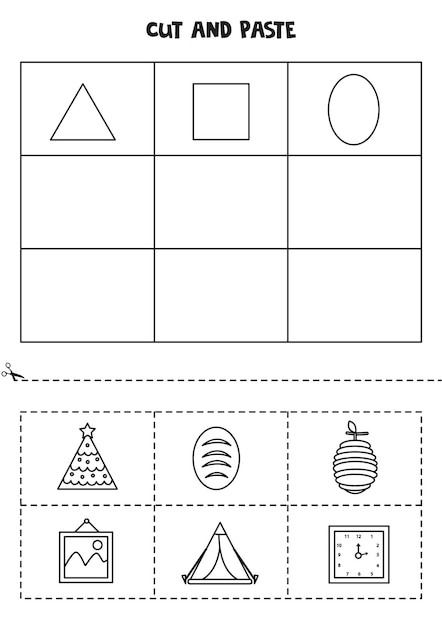 幾何学的形状をカットアンドペーストします。就学前の子供のための教育ゲーム。