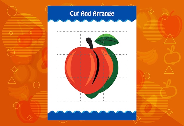 Cut and arrange with a fruit worksheet for kids Educational game for children