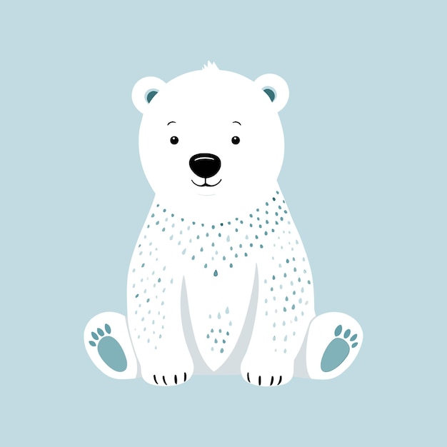 Cut baby polar bear illustration for kids Bear clipart for children