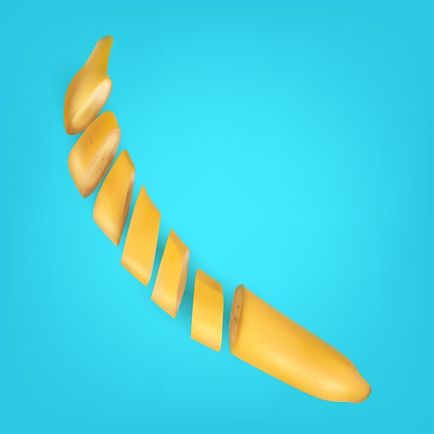 Cut banana on blue background vector realism